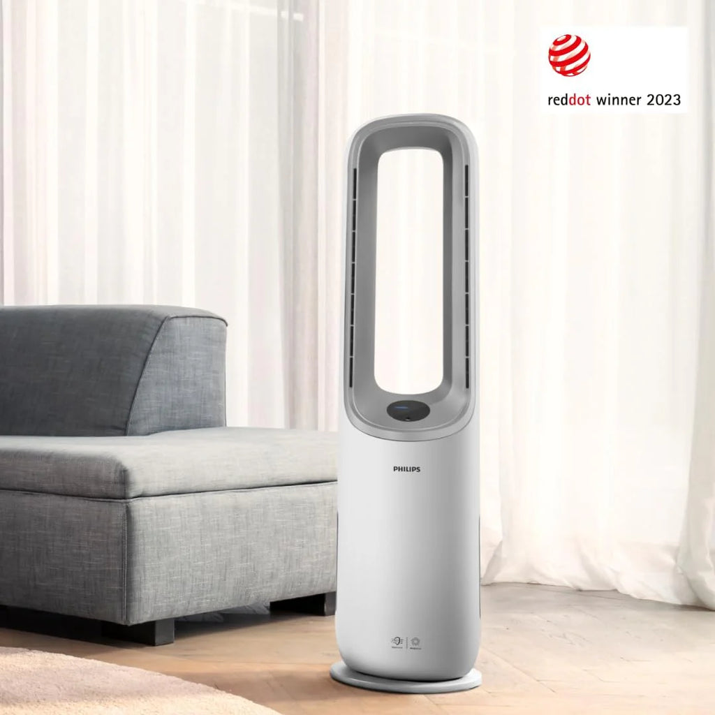 Philips Air Performer 3w1 - wentylator, oczyszczacz powietrza i grzejnik, Filtr NanoProtect HEPA, Usuwa alergeny, wirusy, bakterie, zapachy i 99,97% pyłków z powietrza, Cichy, Kolor Szary (AMF870/15)