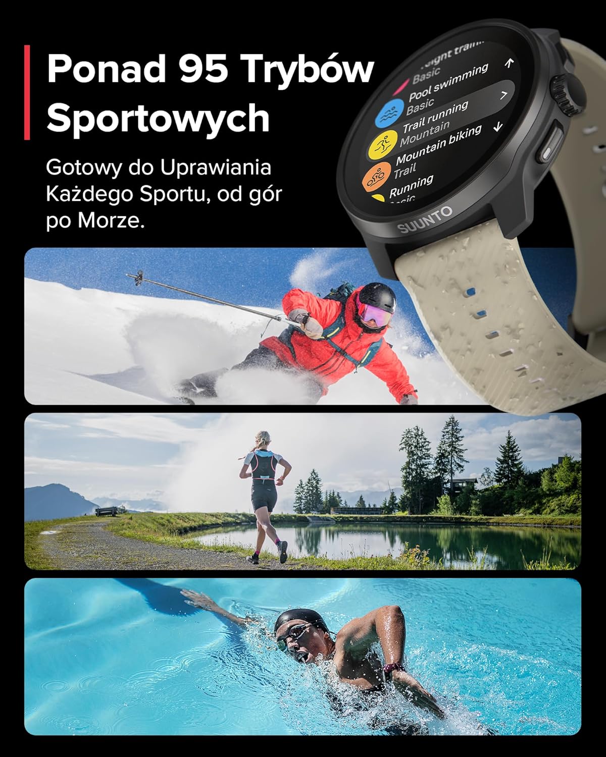 SUUNTO Race S Zegarek Biegowy z Ekranem Dotykowym Amoled, Dwuzakresowy Gps Zegarek Sportowy, Śledzenie Hrv i Snu, Plan Treningowy Oparty na Si, Bezpłatne Mapy Offline, Wodoodporność do 50M