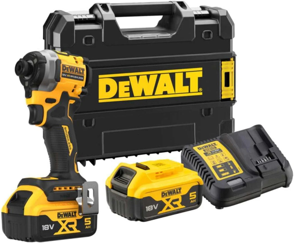 DeWalt Impacto compacto sin escobillas XR 18V 1/4 205Nm con 2 baterie Li-Ion 5Ah y maletín TSTAK, DCF850P2T-QW