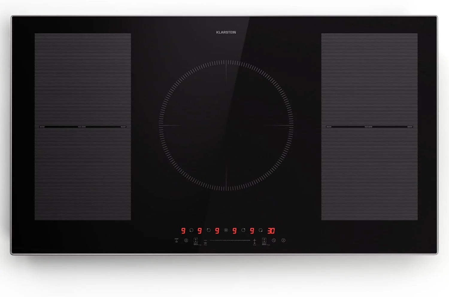Klarstein Płyta indukcyjna, płyta kuchenna z ceramiki szklanej, 7000 W, płyta indukcyjna z 4 płytami, płyta indukcyjna do zabudowy z ekranem dotykowym i timerem, nowoczesne płyty grzewcze z