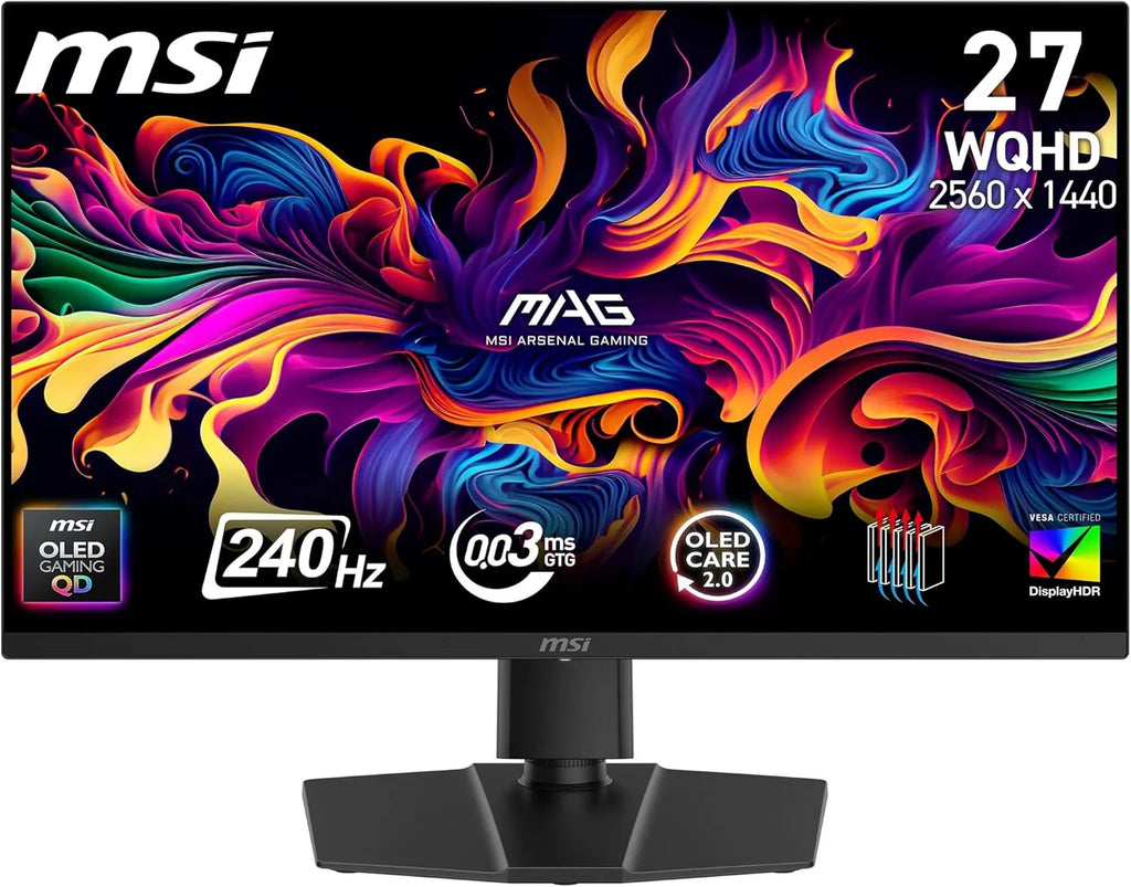 MSI MAG 273QP QD-OLED X24 Gaming Display 26,5 WQHD - Quantum Dot OLED Panel 2560 x 1440, 240Hz / 0,03ms, 99.1% DCI-P3, XXL) E≤2, DisplayHDR True Black 400 - DP 1.4a, HDMI 2.1.1