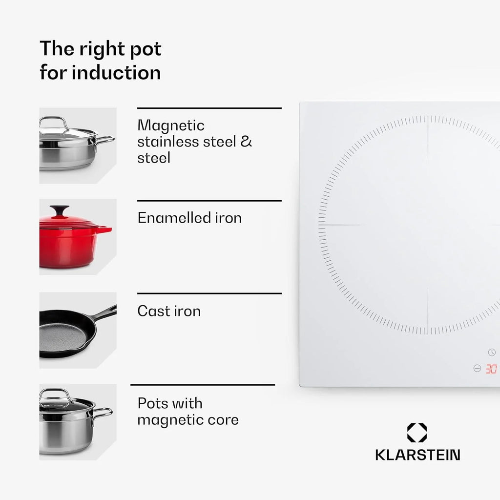 Klarstein Płyta indukcyjna, płyta kuchenna z ceramiki szklanej, 7000 W, płyta indukcyjna z 4 płytami, płyta indukcyjna do zabudowy z ekranem dotykowym i timerem, nowoczesne płyty grzewcze z