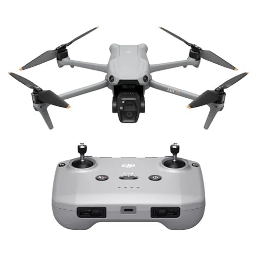DJI Air 3S (RC-N3), dron z kamerą 4K, dron z podwójną kamerą, szerokokątną kamerą CMOS 1, wideo 4K/60 kl./s HDR i zakresem dynamiki 14 przysłon, maksymalny czas lotu 45 min