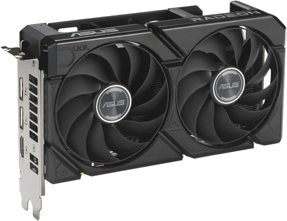 ASUS Dual AMD Radeon RX 9060, karta graficzna 8G GDDR6, 128-bitowy, PCIe 5.0, 1 HDMI 2.1, 2 DisplayPort 2.1, konstrukcja 2,5, wentylatory Axial-Tech, technologia 0db, GPU Tweak III, czarny