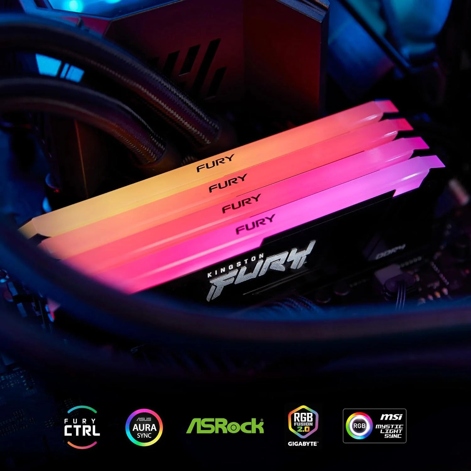 Kingston FURY Beast RGB 32 GB 3200 MT/s DDR4 CL16 DIMM (zestaw 2) pamięć komputera KF432C16BB2AK2/32