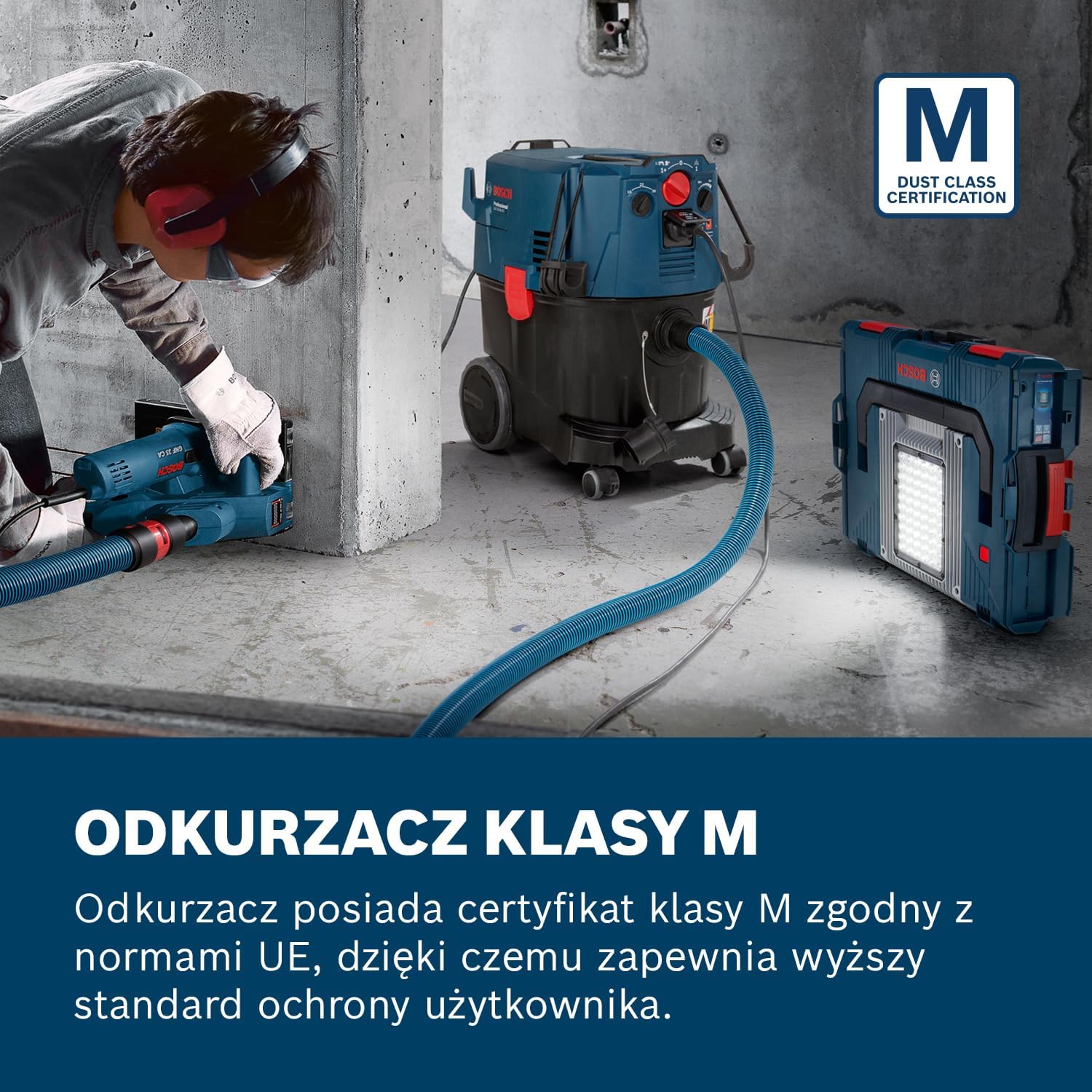 Bosch Professional: odkurzacz do pracy na sucho i mokro GAS 35 L AFC (1 200 W, 3 rury chromowane, wąż 5 m, zestaw dysz podłogowych, 1 filtr płaski fałdowany, worek na pył)