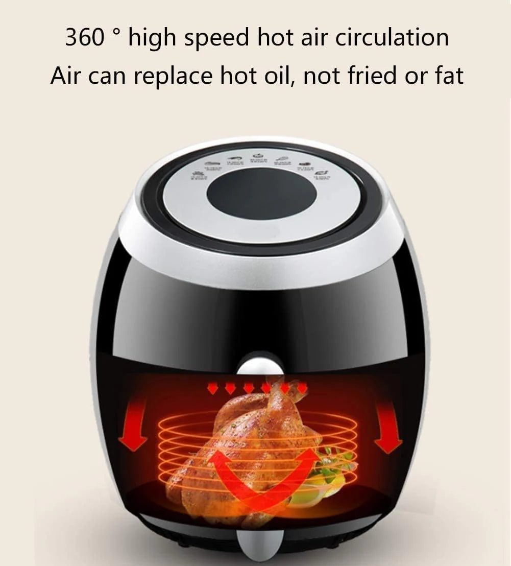 Frytkownica Air Fryer 5,5 l, piec na gorące powietrze z cyfrowym ekranem LCD i regulacją temperatury, timer do szybkiego przełączania