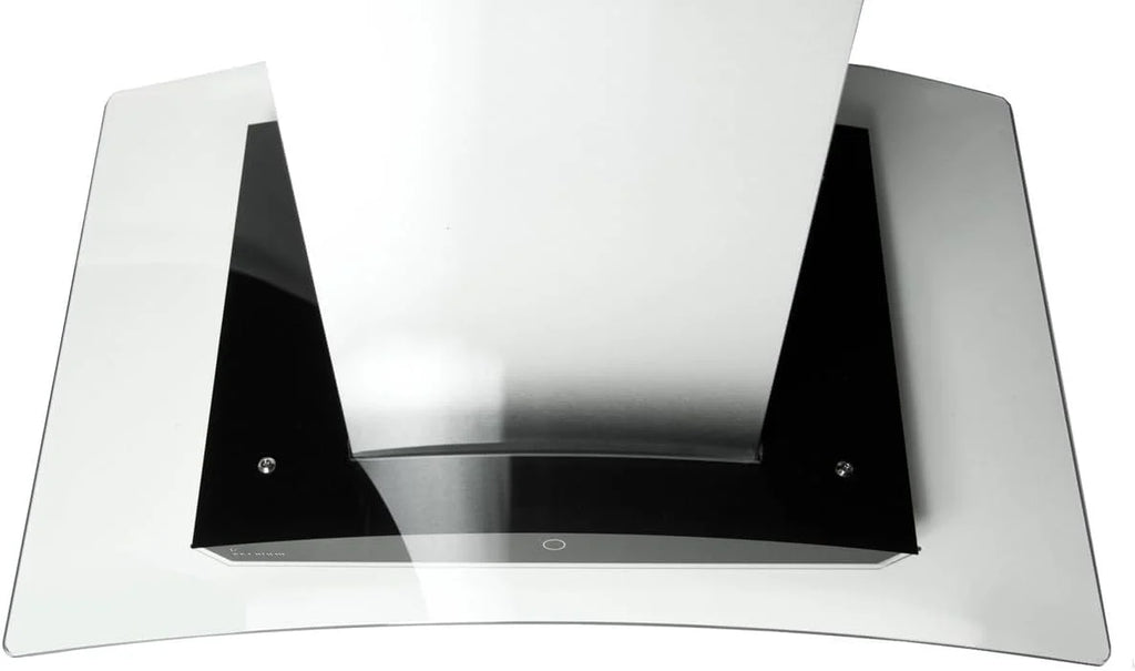 KKT KOLBE Okap kuchenny 90 cm, stal nierdzewna, czarne szkło, aplikacja Smart WiFi, funkcja automatycznego dopływu, obsługa SensorTouch, Delta-Insel-HC