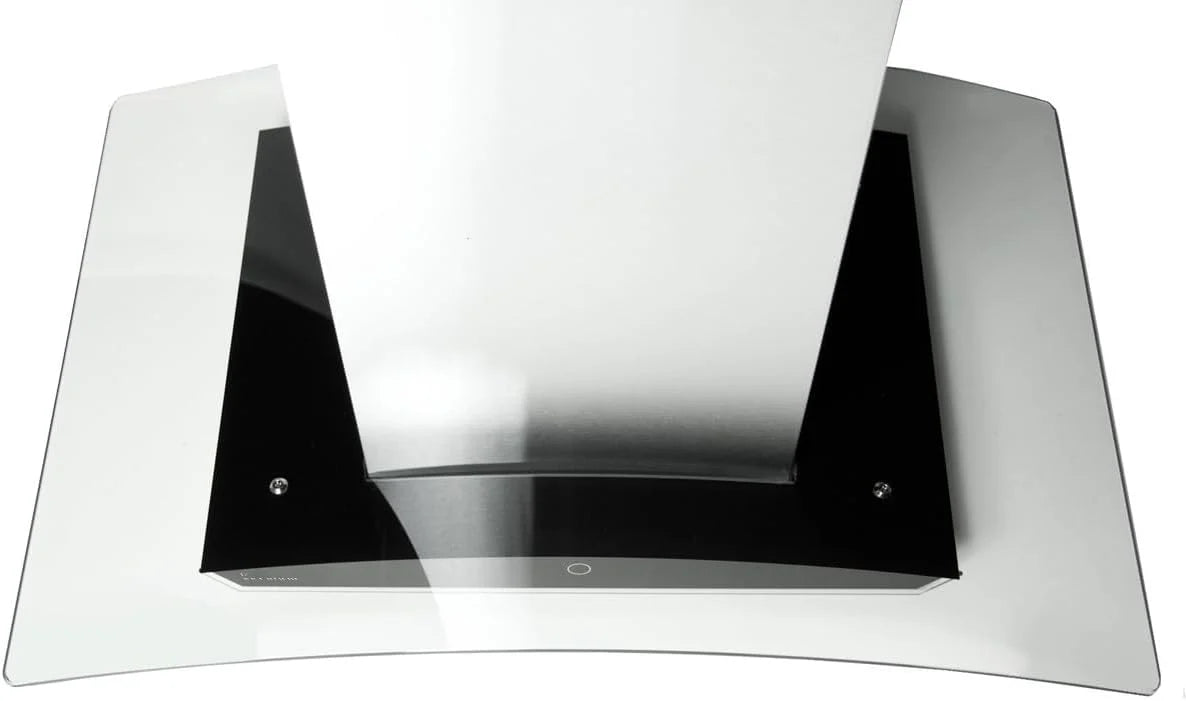 KKT KOLBE Okap kuchenny 90 cm, stal nierdzewna, czarne szkło, aplikacja Smart WiFi, funkcja automatycznego dopływu, obsługa SensorTouch, Delta-Insel-HC