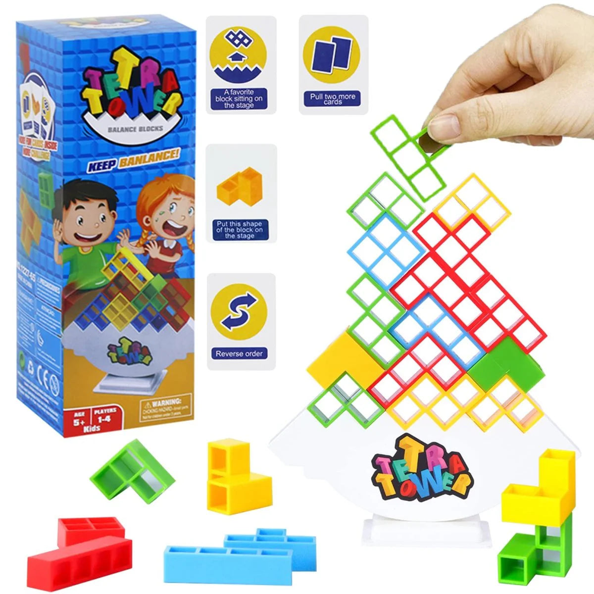 Tetra Tower Stacking Game 16 Pieces Precision Balance Challenge
