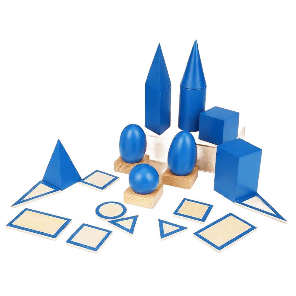 3D Geometric Solids – Durable Wooden Math Learning Set
