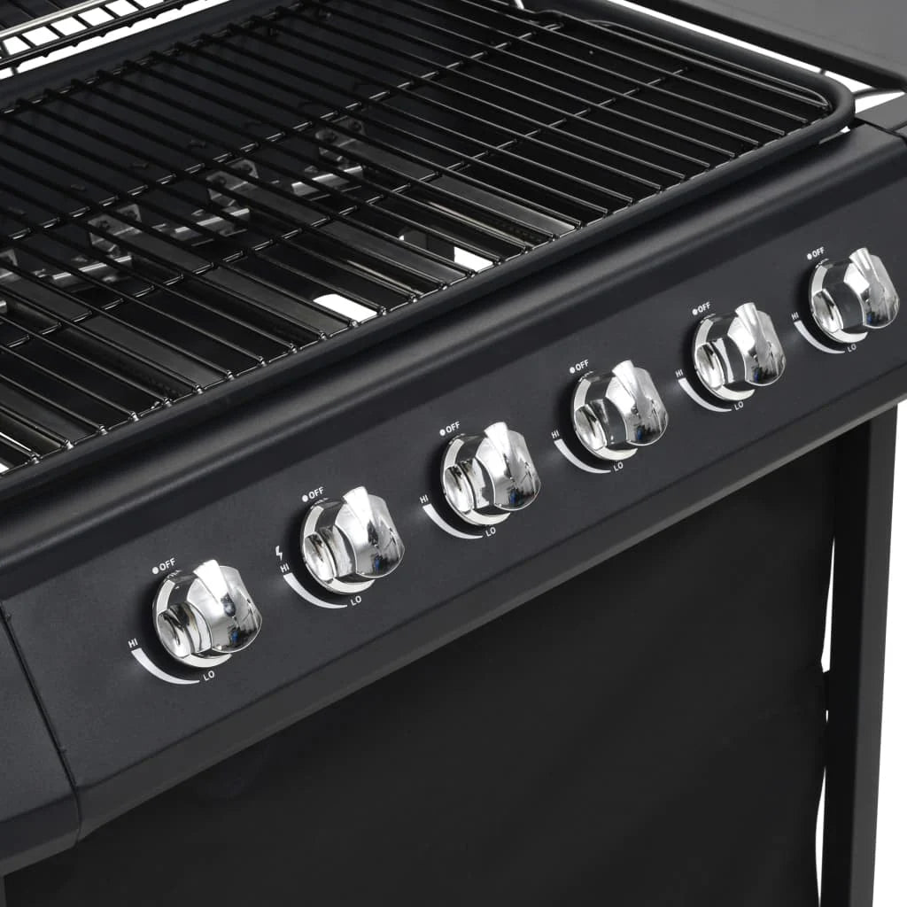 2026 przenośny grill gazowy z 6 polami grzewczymi, stal czarna V3794