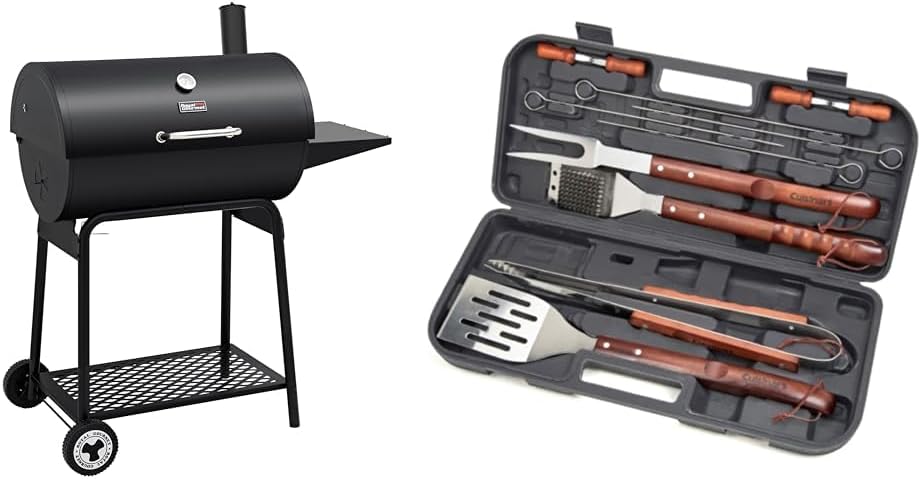 2026 Royal Gourmet CC1830 30-calowy grill węglowy ze stolikiem bocznym, grill zewnętrzny o powierzchni do gotowania 627 cali kwadratowych do ogrodu, na patio i na imprezy, czarny