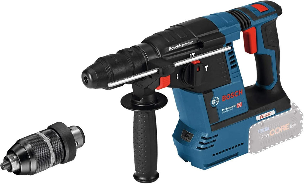 Bosch Professional system 18V: akumulatorowy młot udarowo-obrotowy GBH 18V-26 (uchwyt SDS plus, ogranicznik głebokości)