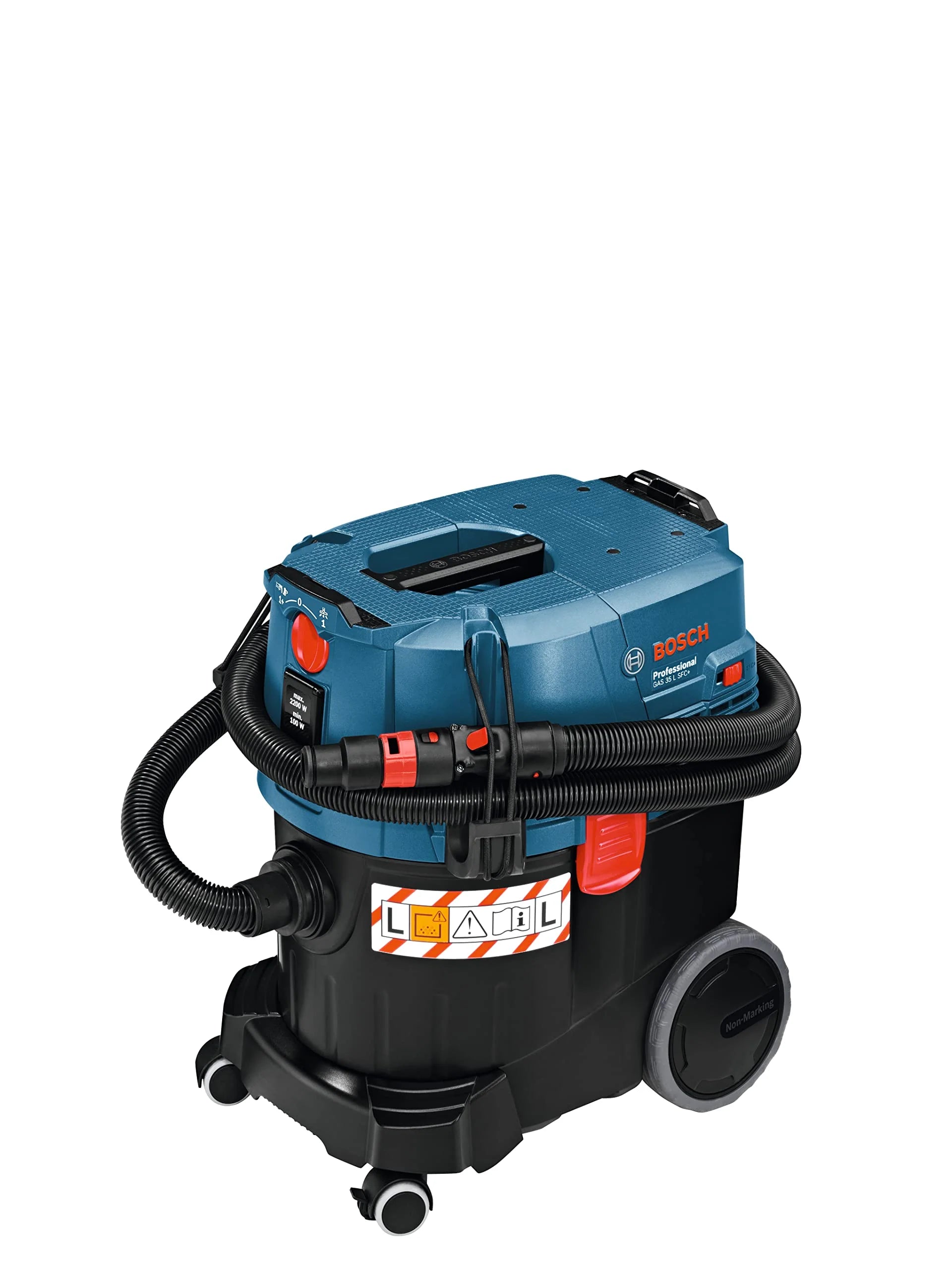 Bosch Professional: odkurzacz do pracy na mokro i sucho GAS 35 L SFC+ (1 200 W, 3 rury chromowane, wąż 3 m, zestaw dysz podłogowych, 1 filtr płaski fałdowany, worek na pył)