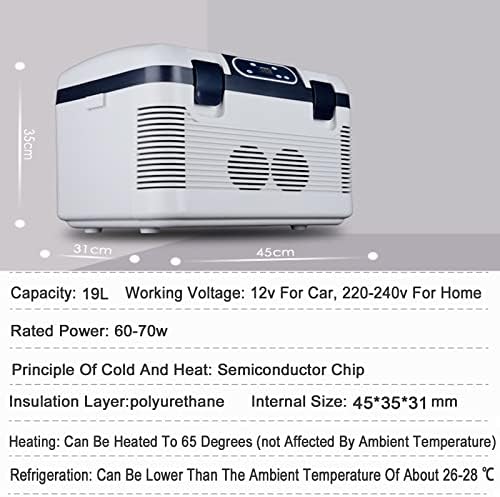 19L przenośna lodówka samochodowa z zamrażarką, cicha mini lodówka turystyczna z paskiem na ramię, DC 12V/24V AC 220V elektryczna lodówka turystyczna do kempingu, podróży, domu i kuchni
