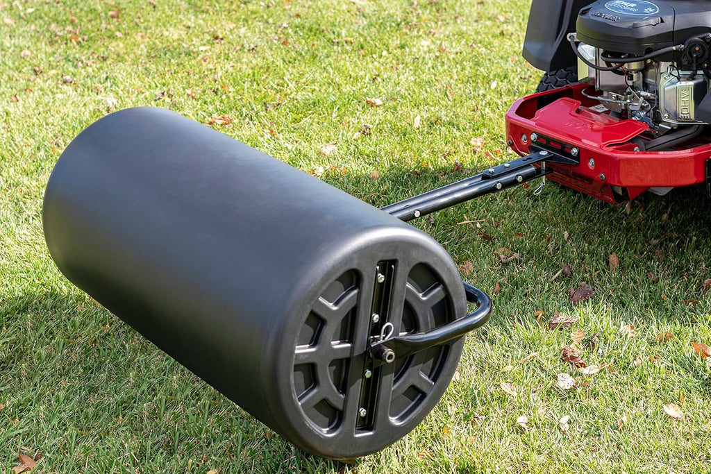 18 x 48 Tow Behind Poly Lawn Roller 550 lbs Weight with Water, Poly Drum and Steel Frame, with Plug. Designed for Lawn and Garden Tractors