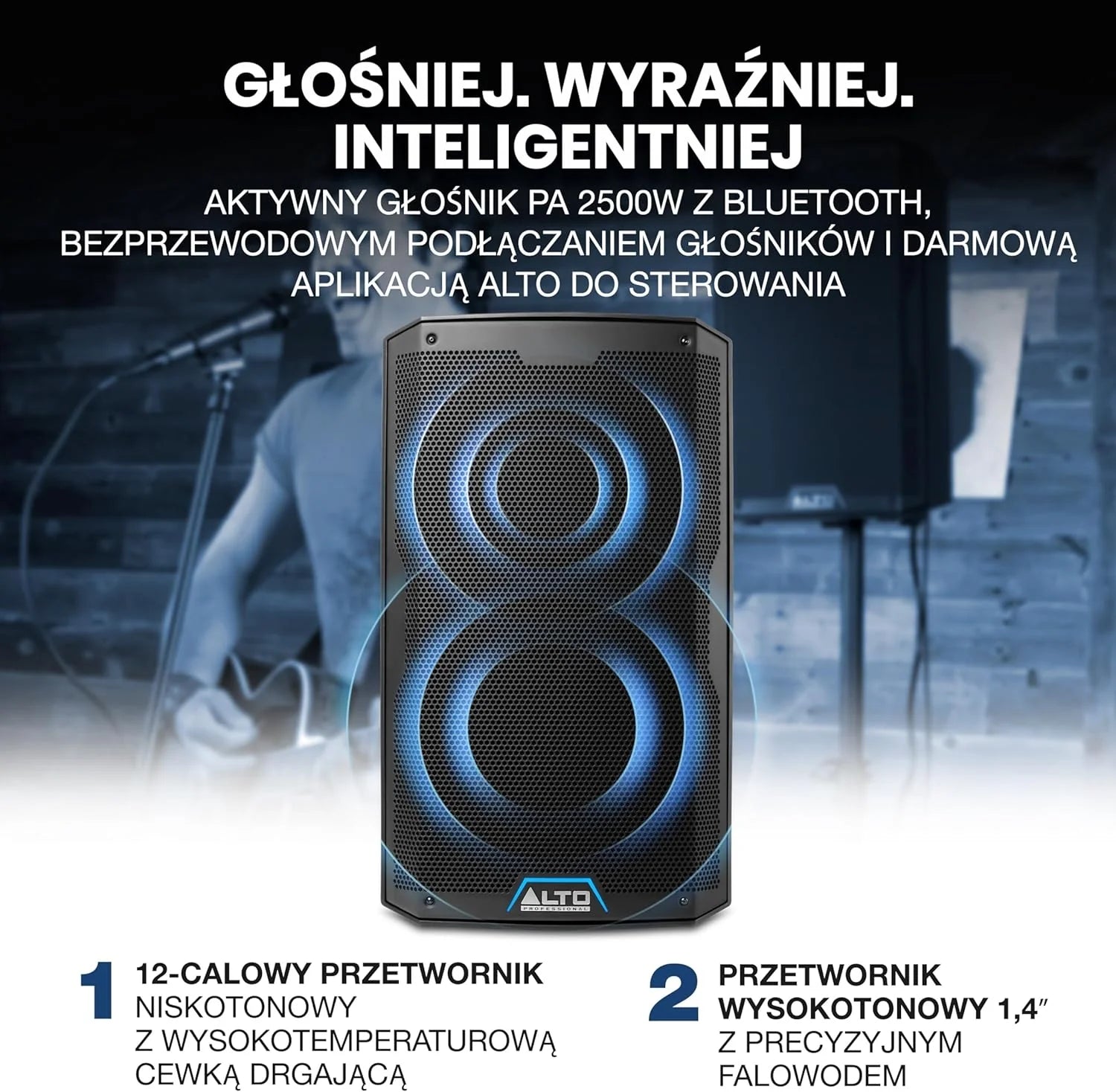 ALTO TS410 Aktywny Głośnik PA 2000W 10 z 3-Kanałowym Mikserem, Bluetooth, Bezprzewodowym Podłączaniem Głośników, DSP i Aplikacją