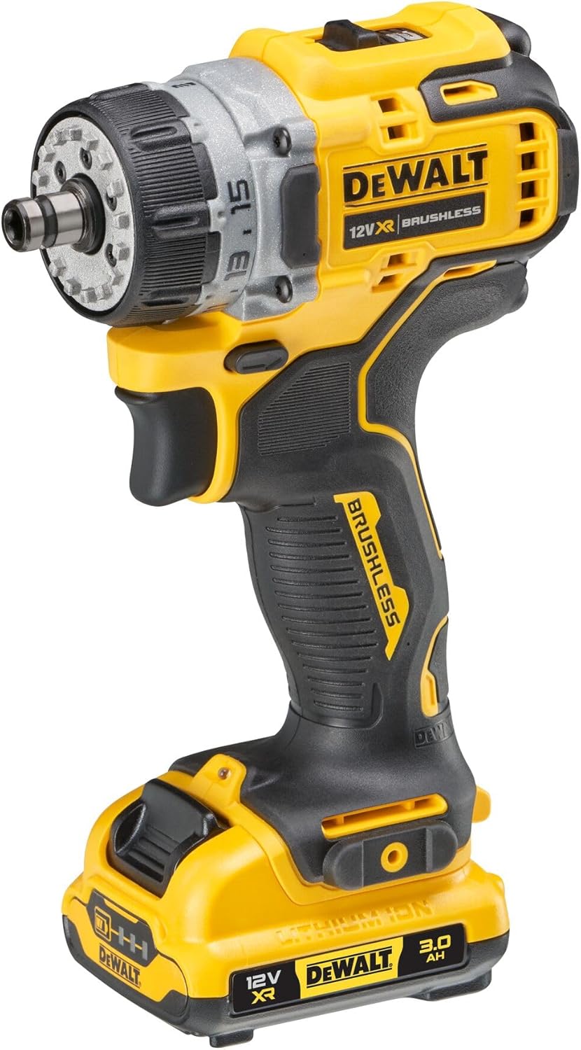 DeWALT DCD703L2T-QW Akumulatorowa wiertarko-wkrętarka, 12 V, w zestawie 2 x akumulator 3 Ah, 4 wymienne głowice, walizka TSTAK