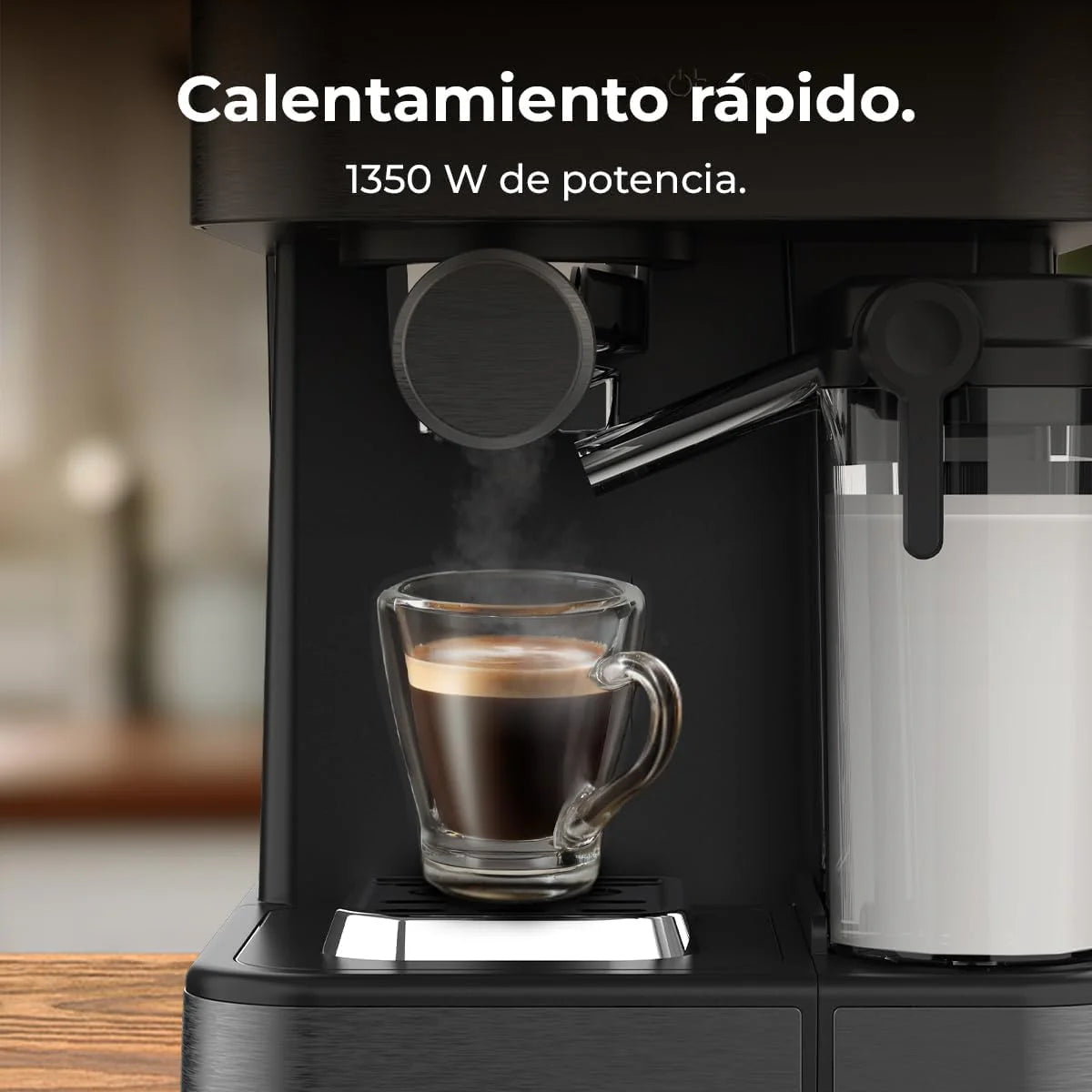 Cecotec Ekspres do kawy z podwójnym wyjściem Power Espresso 20 Barista Cream. 1550 W, 20 prętów, zbiornik na ziarna kawy 250g, młynek z 30 poziomami mielenia, termoblok, zbiornik na wodę 2.5 L