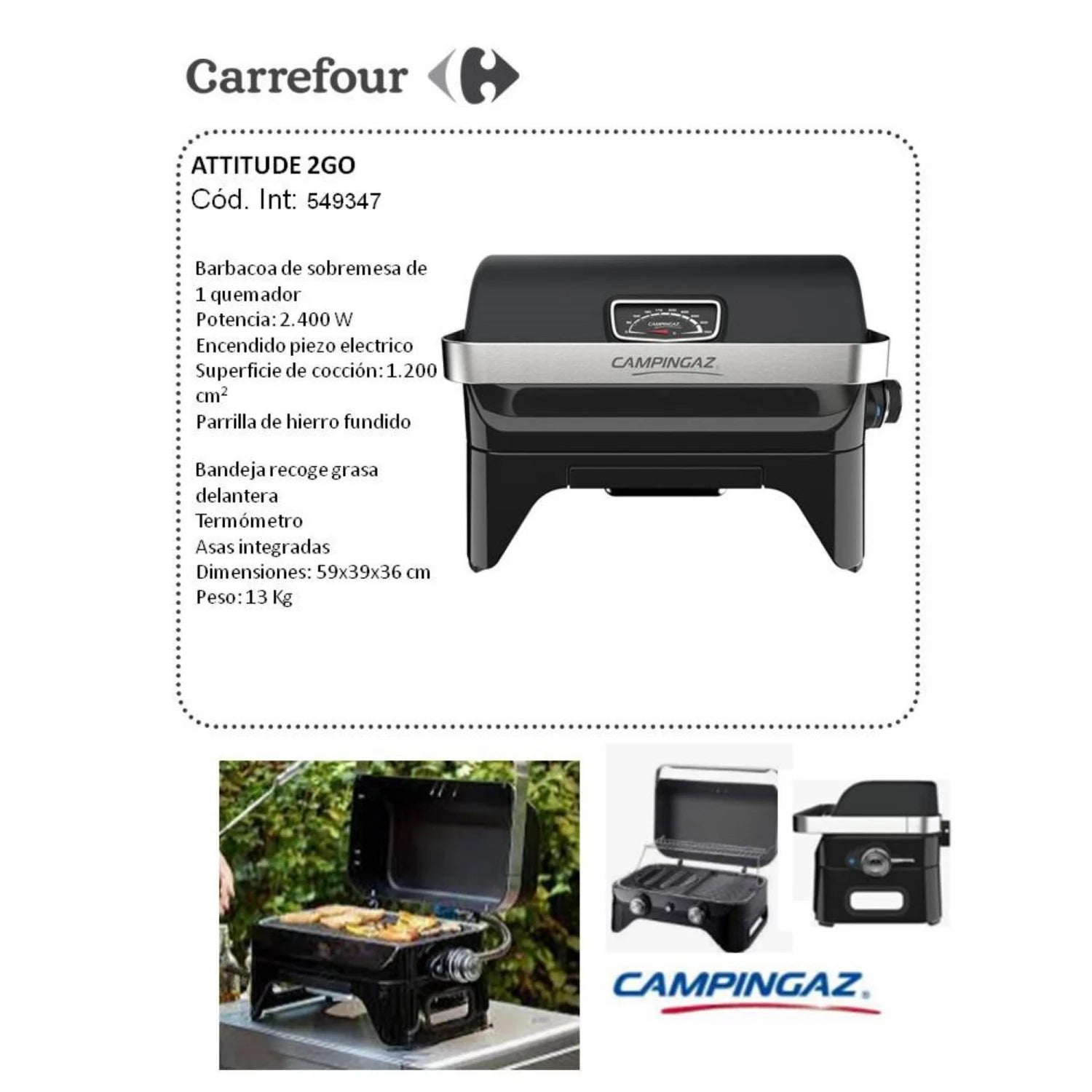 Barbacoa a Gas Attitude 2go - Black