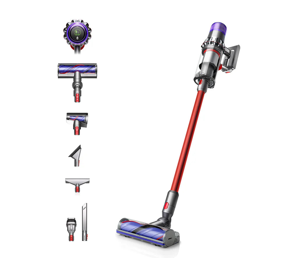 Odkurzacz pionowy bezprzewodowy Dyson V11 Extra z 2026 r. – do 60 minut pracy – wykończenie w kolorze niklu i czerwieni
