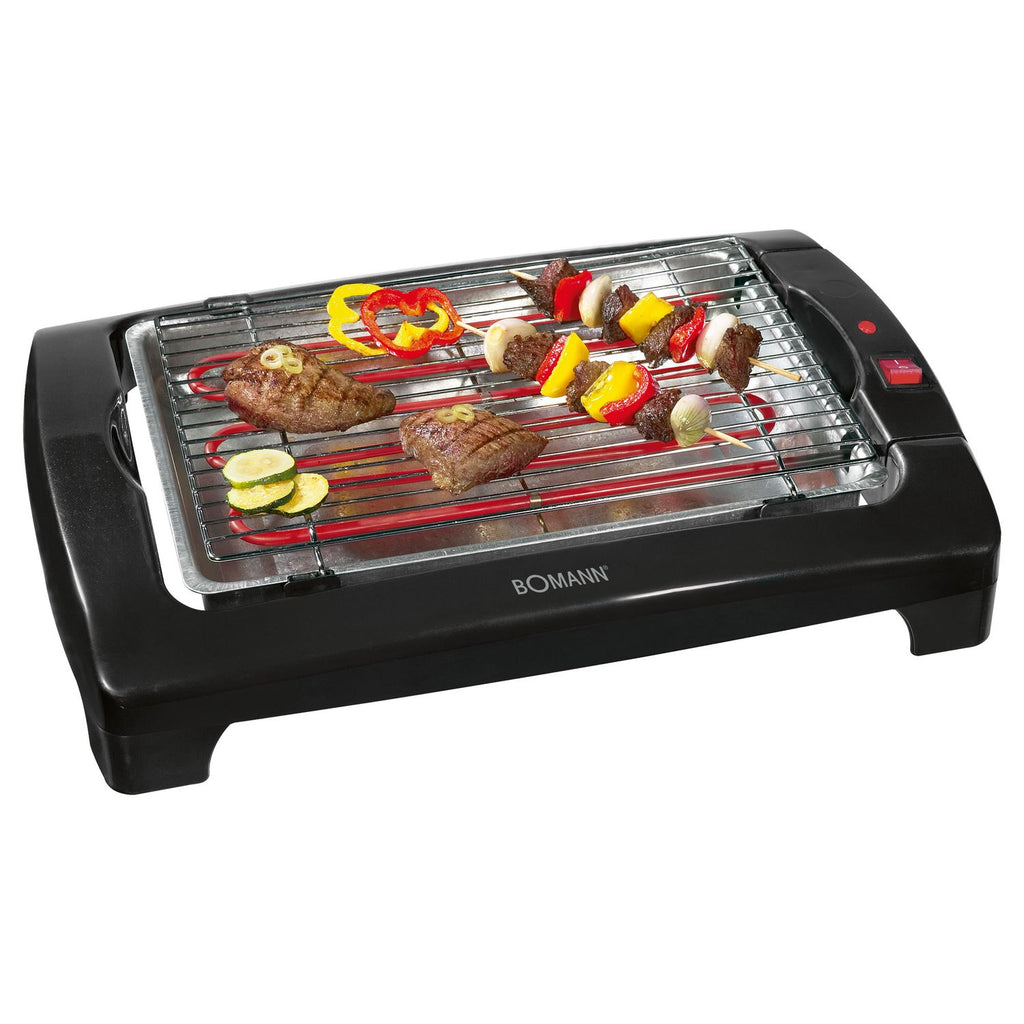 Bomann Bq 1240 - Grill elektryczny z chromowanym rusztem 35,5 x 24,5 cm, 2000 W, czarny