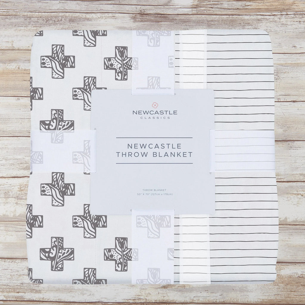 Nordic Stamp and Pencil Stripe Bamboo Muslin Throw Blanket