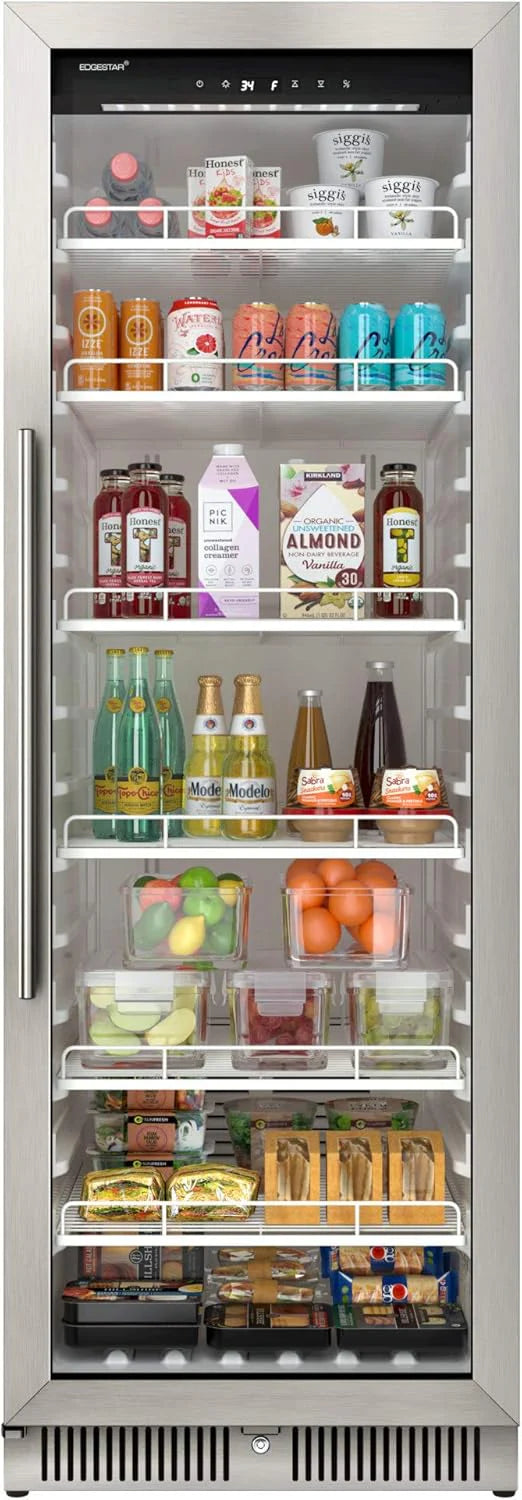 22 Wide 10.1 Cu. Ft. Commercial Beverage Merchandiser – Stainless Steel, Temp Alarm, Reversible Door