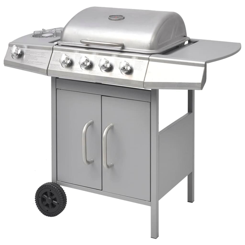 Grill gazowy Vidaxl z 4+1 palnikami, srebrny