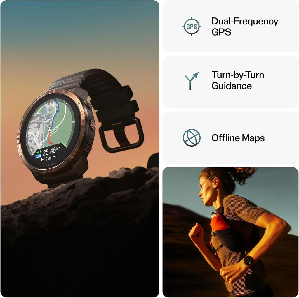 Polar Grit X2 outdoorowy zegarek z GPS – wyświetlacz AMOLED, mapy offline, GPS o podwójnej częstotliwości, EKG z nadgarstka, biosensory Elixir, TrainingPeaks, SpO2, do 7 dni pracy na baterii