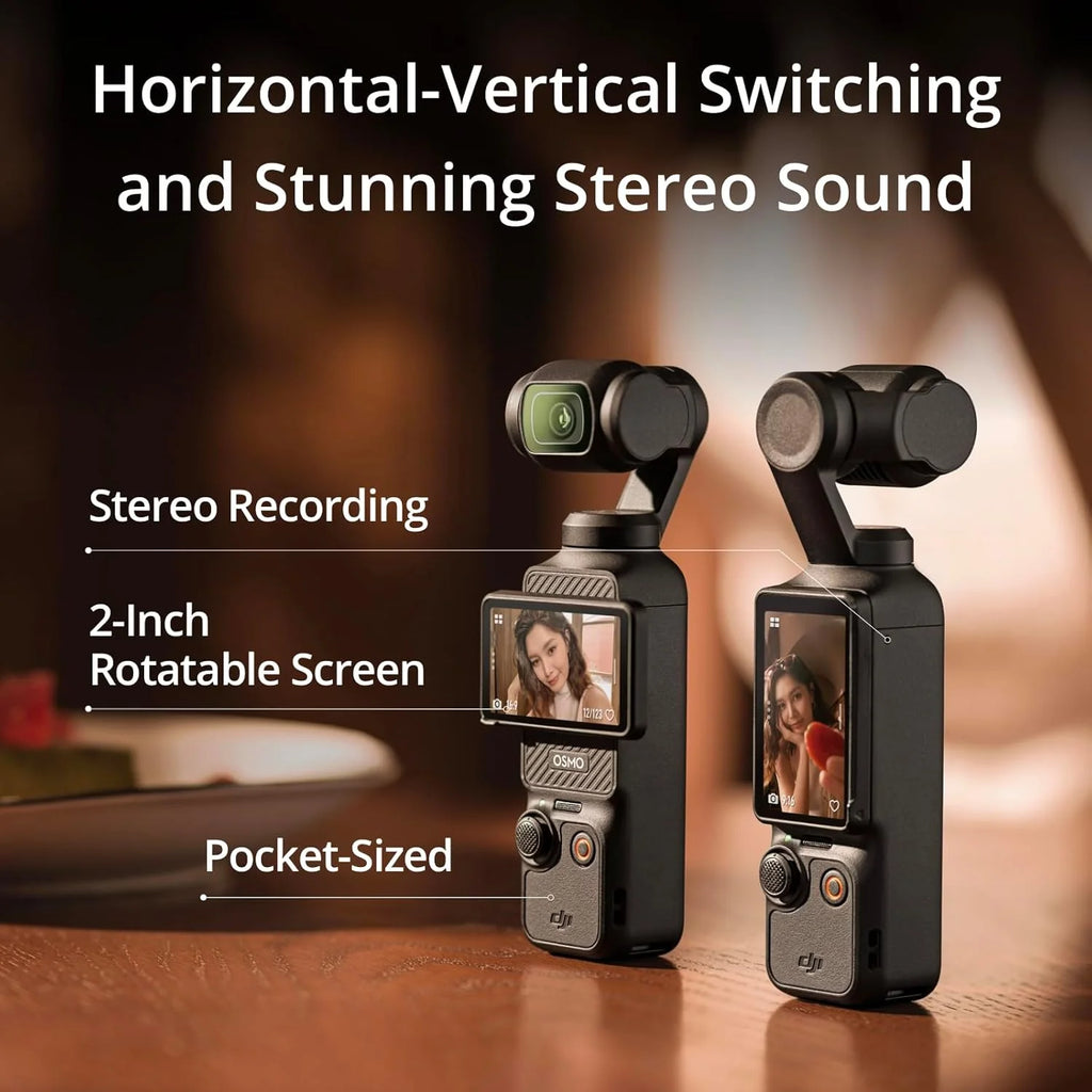 DJI Zestaw DJI Osmo Pocket 3 Kreator, Kamera Vlogging CMOS 1'', wideo 4K/120 FPS, stabilizacja 3-osiowa, śledzenie twarzy/obiektów, szybkie ustawianie ostrości, z mikrofonem dla uzyskania czystego