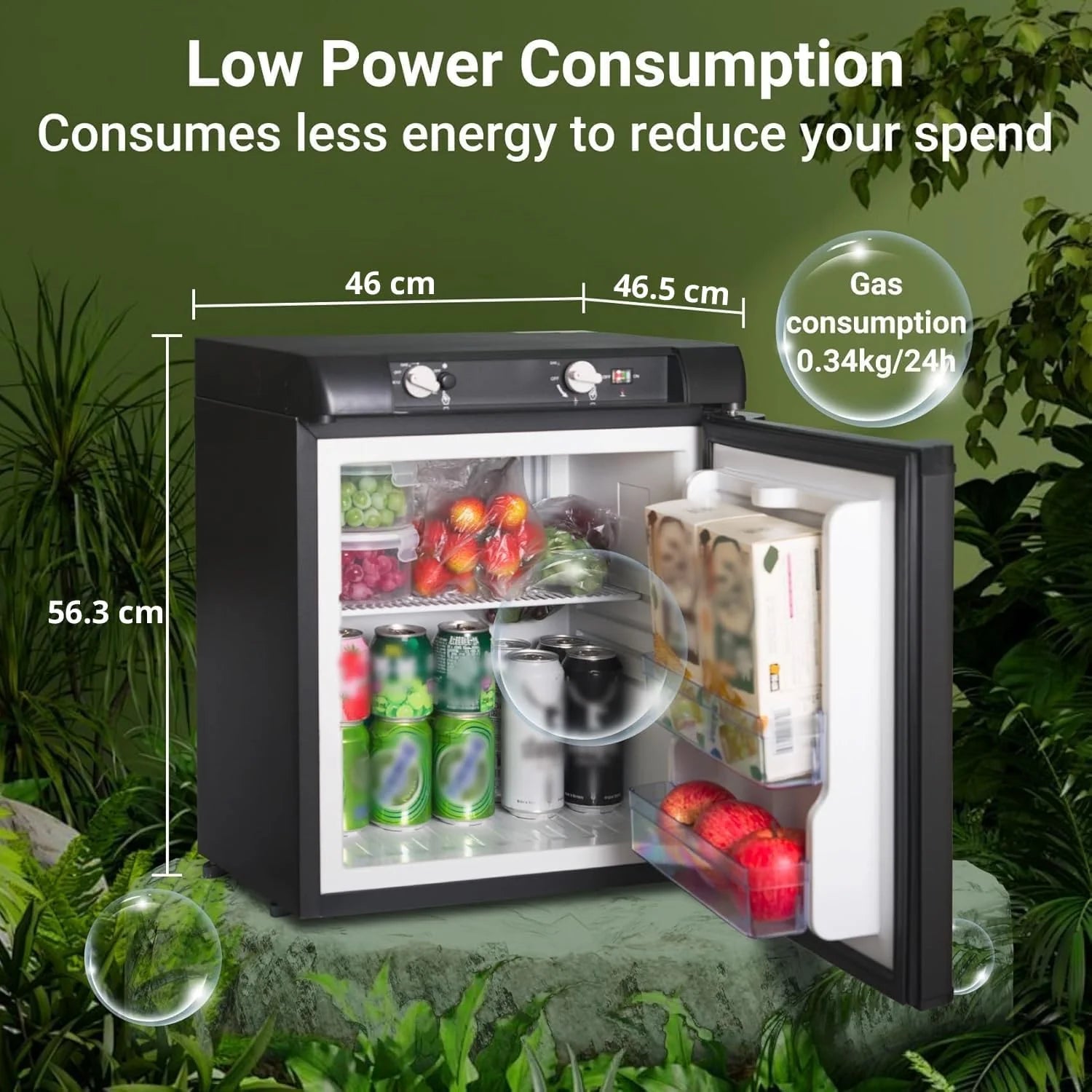 SMETA Lodówka gazowa, 12 V/220 V, 40 l, cicha lodówka, na kemping, podróże, do domku, garażu, kampera, zasilanie propanem, 30 mbar, czarna