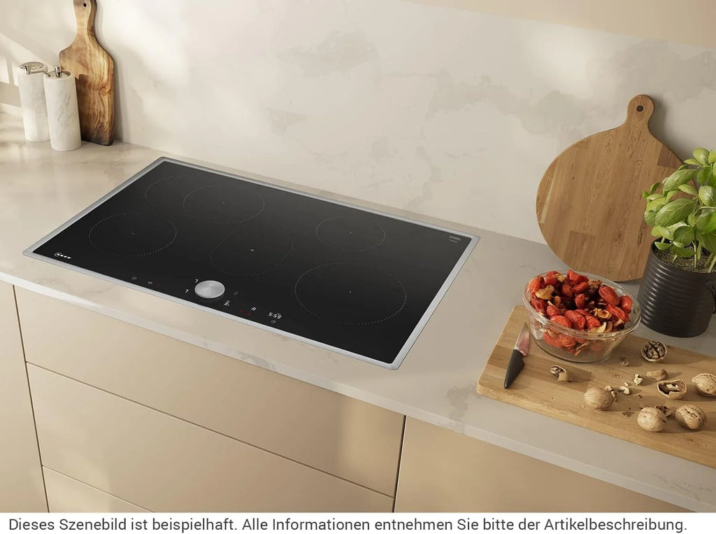 NEFF T58STF1L0 płyta indukcyjna N90, samowystarczalna płyta grzewcza z ceramiki szklano-ceramicznej, szerokość 80 cm, Twist Pad, Home Connect, Smart Hood Automatic, poziom mocy, przylegająca, czarna