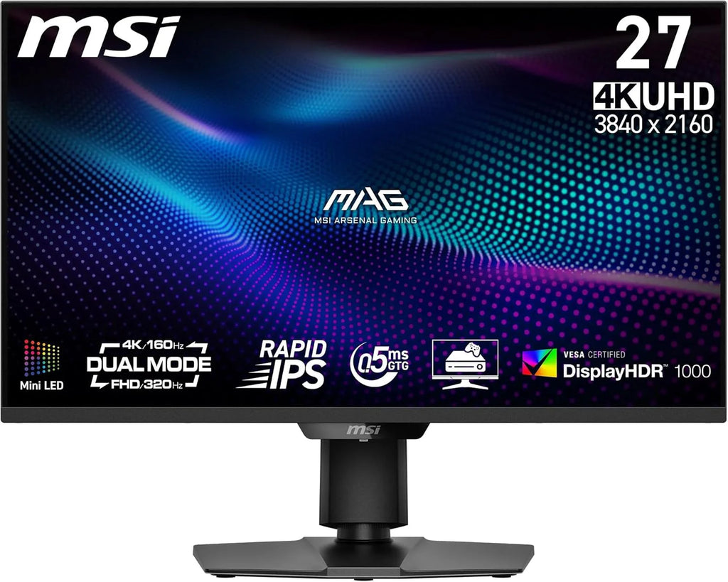 MSI MAG 274UPDF E16M monitor do gier 27 4K UHD, panel Rapid IPS 3840 x 2160, czas reakcji 0,5 ms, DisplayHDR 1000, Mini-LED, podwójny tryb, HDMI 2.1, DP 1.4a, USB-C (15 W PD)