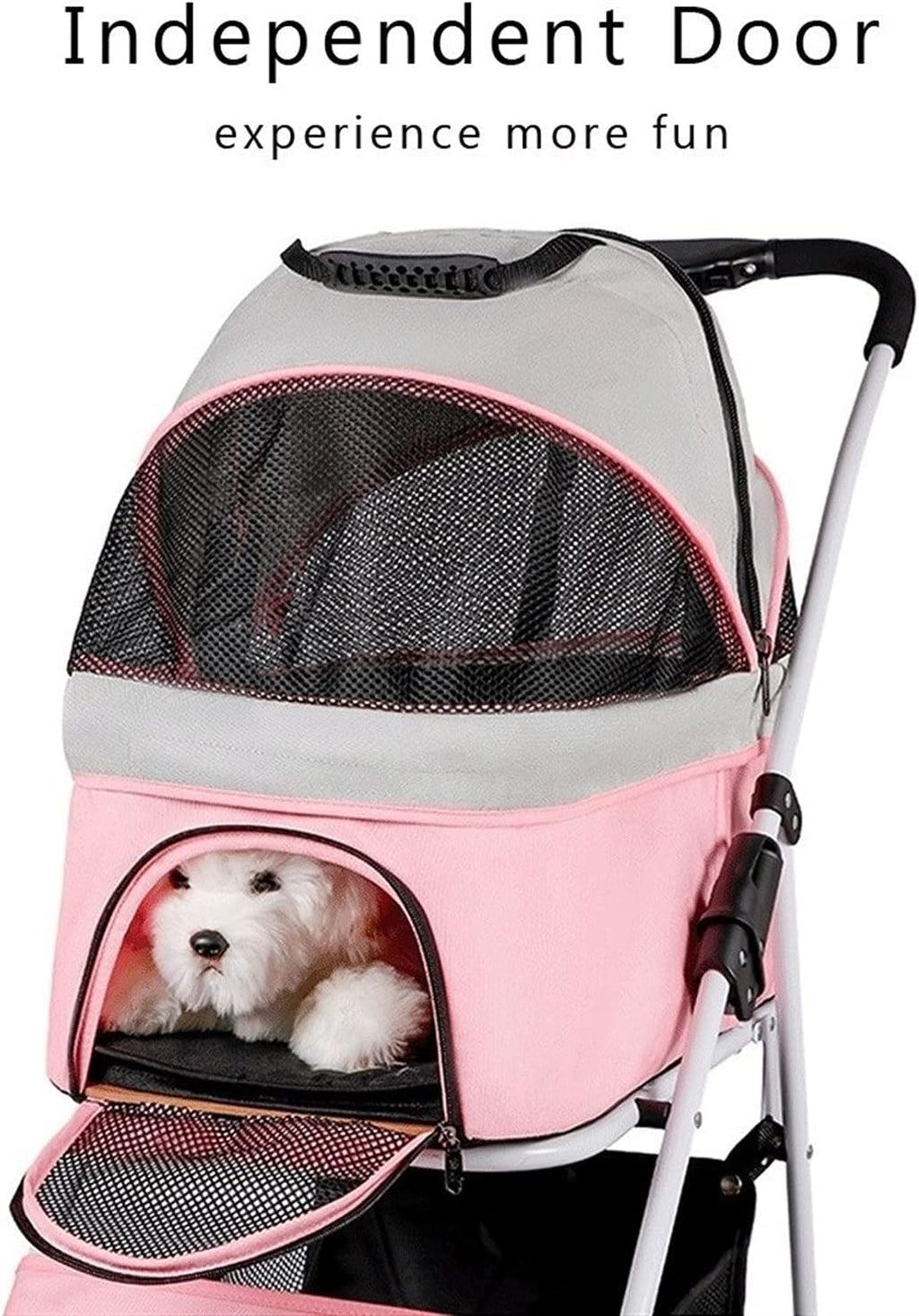 Premium Pet Stroller Cat Dog Wózki dla średnich psów, składany wózek dla kota dla 2 kotów Wózki dla psów Wózki dla małych psów Oddychający wózek dla psa Wózek buggy (kolor: jasnoszary) (ciemnoszary)