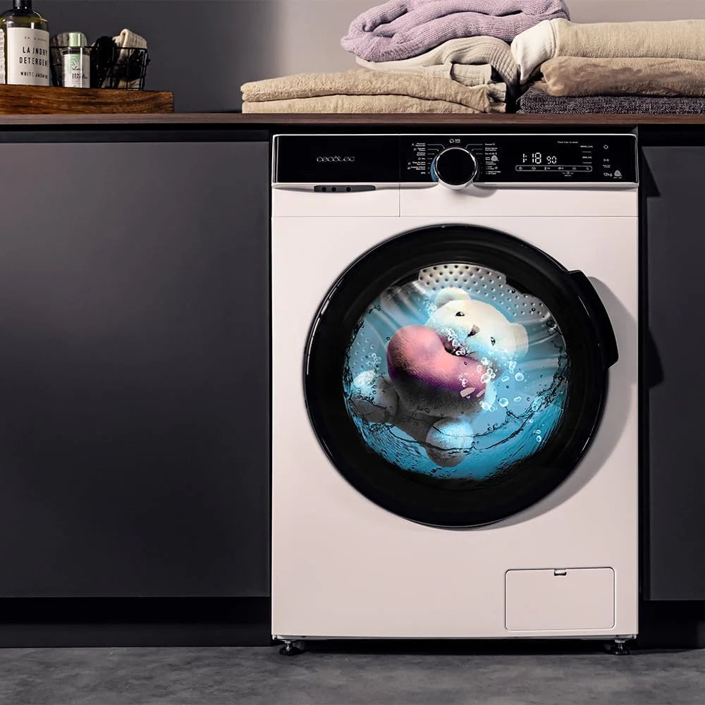 Cecotec Pralka 8 kg z ładowaniem przednim Bolero DressCode 8900 Inverter FullColor Steel A. stal 1400 obrotów, ekran 10,3, 11 programów, falownik, SteamMax, klasa A