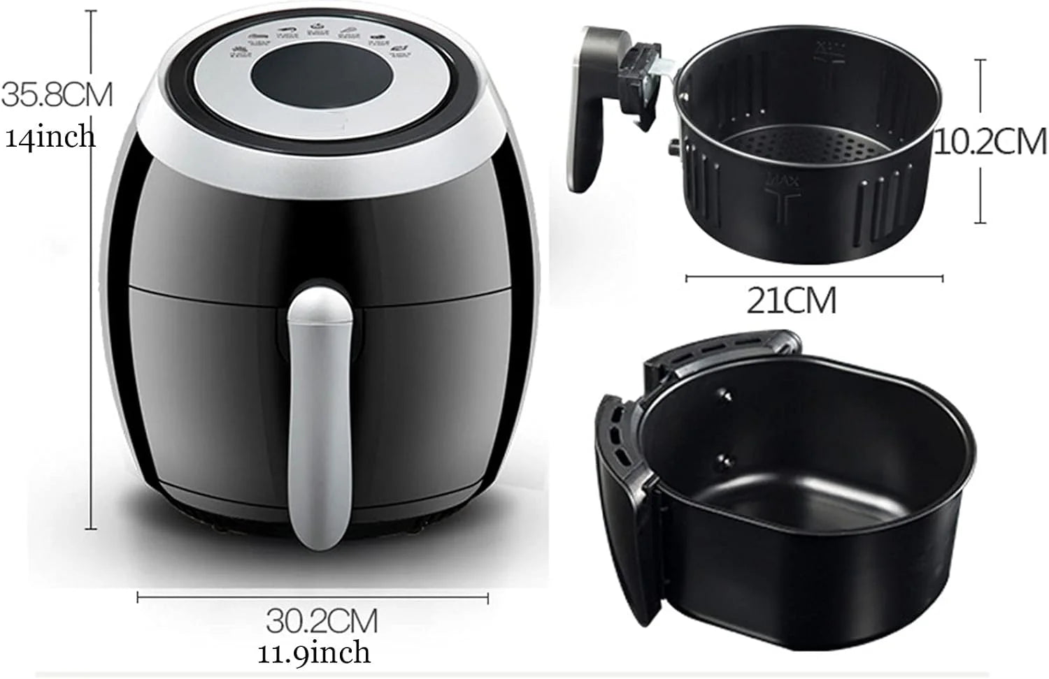 Air Fryer Oven 1500W Family Rotisserie Oven Non-Stick Detachable Basket Easy to Clean Nonstick Basket for Frying Roasting Grilling Baking