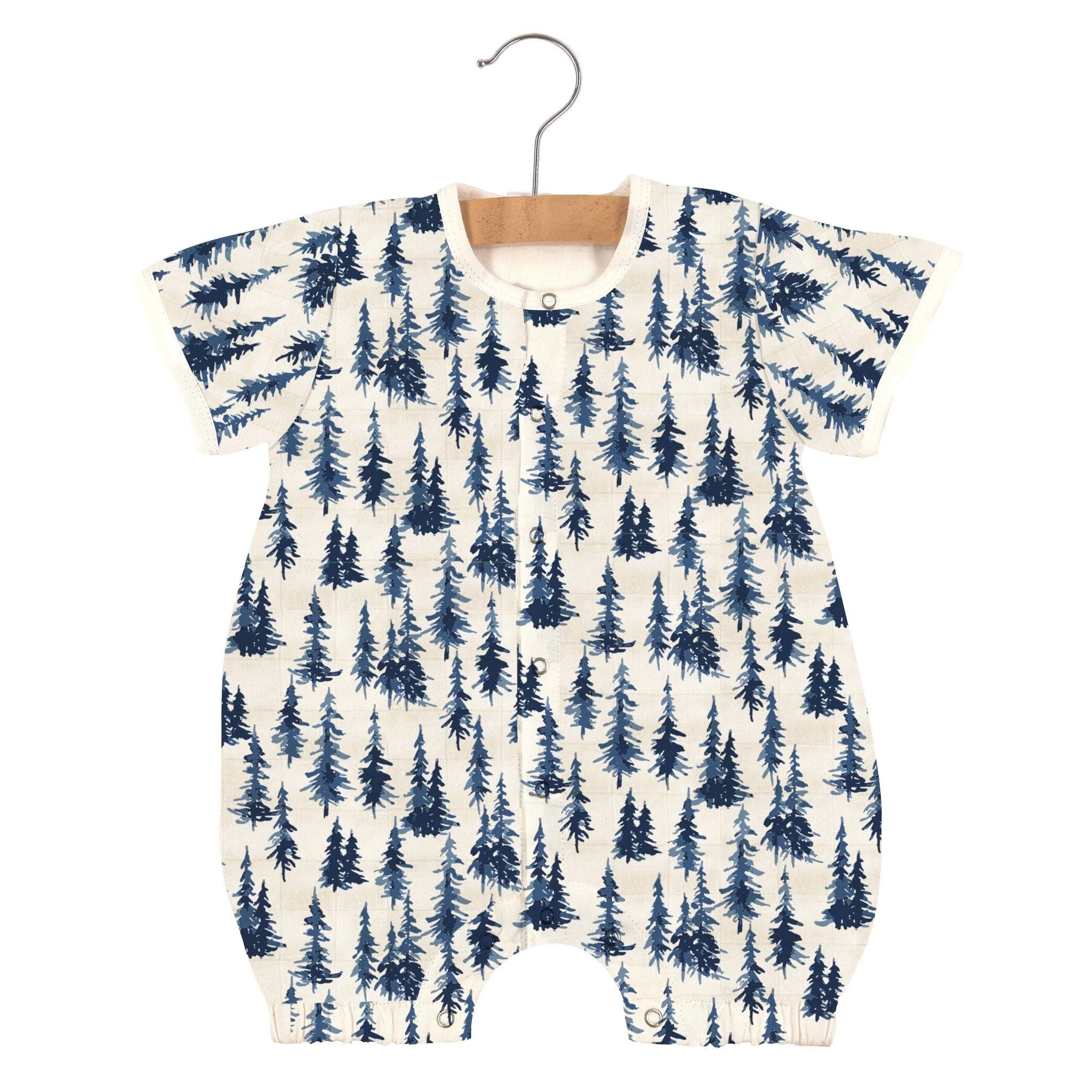 Soft Baby Romper - Natural Bamboo Fabric | Indigo Forest