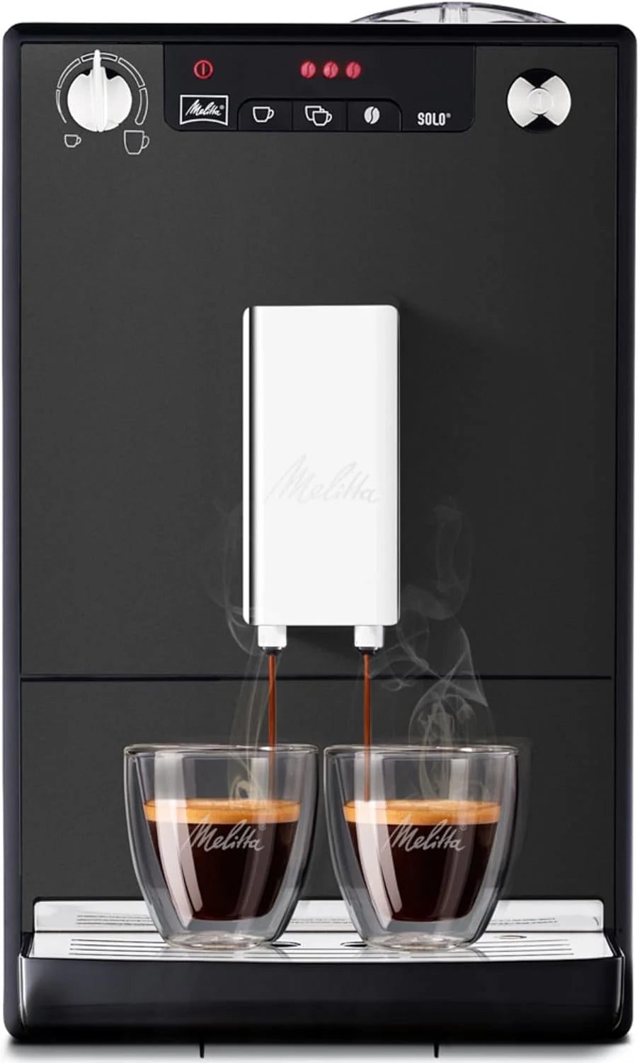 Melitta E 950-222 Caffeo Solo Automatyczny Ekspres do Kawy, 1400 W, 1,2 Litra, Czarny/Srebrny