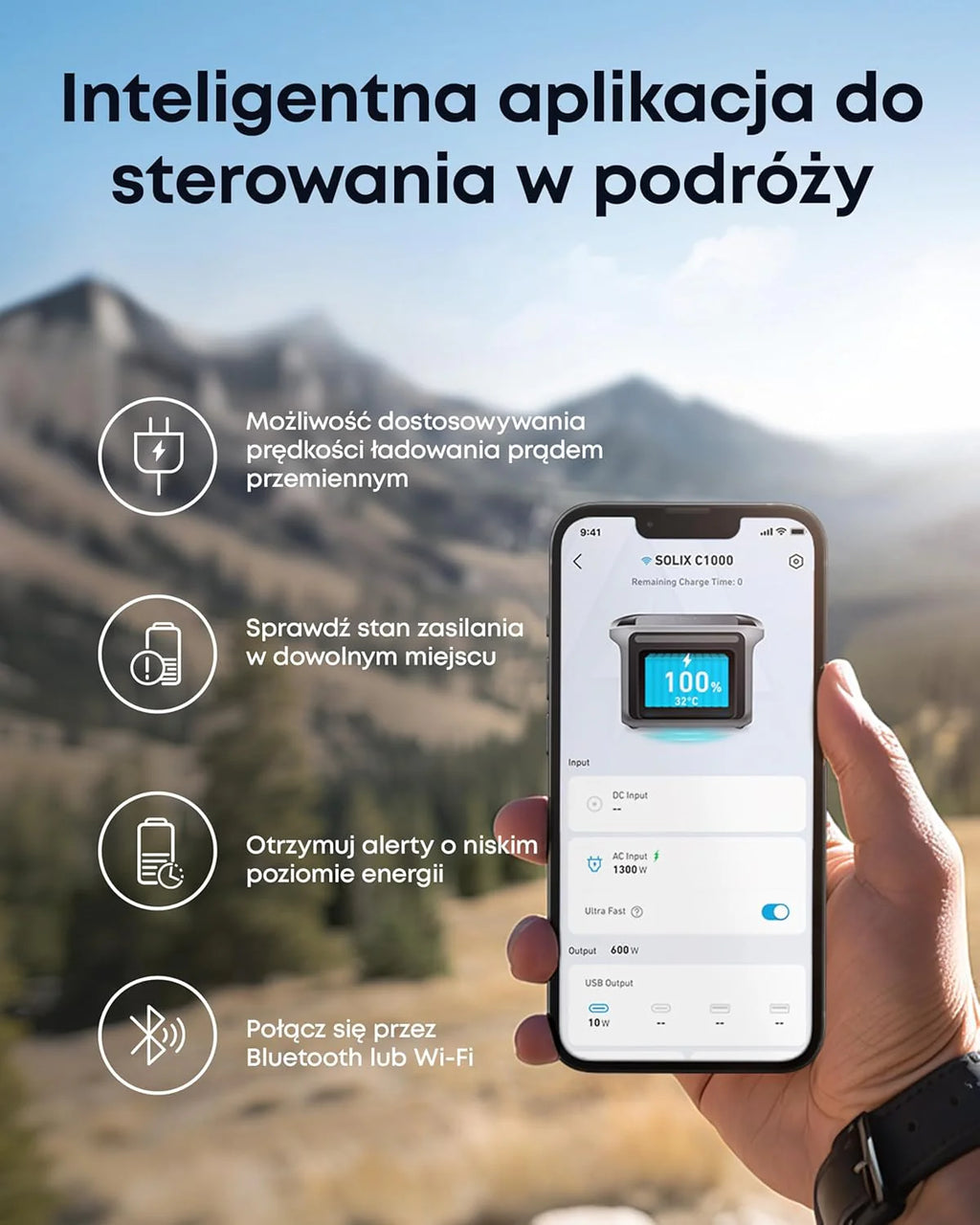 Anker SOLIX C1000 Portable Power Station, generator słoneczny 1800 W, pełne ładowanie w 58 min w trybie ultraszybkim, stacja zasilająca LiFePO4 (kemping i awaryjnie do domu) (opcjonalny panel solarny)