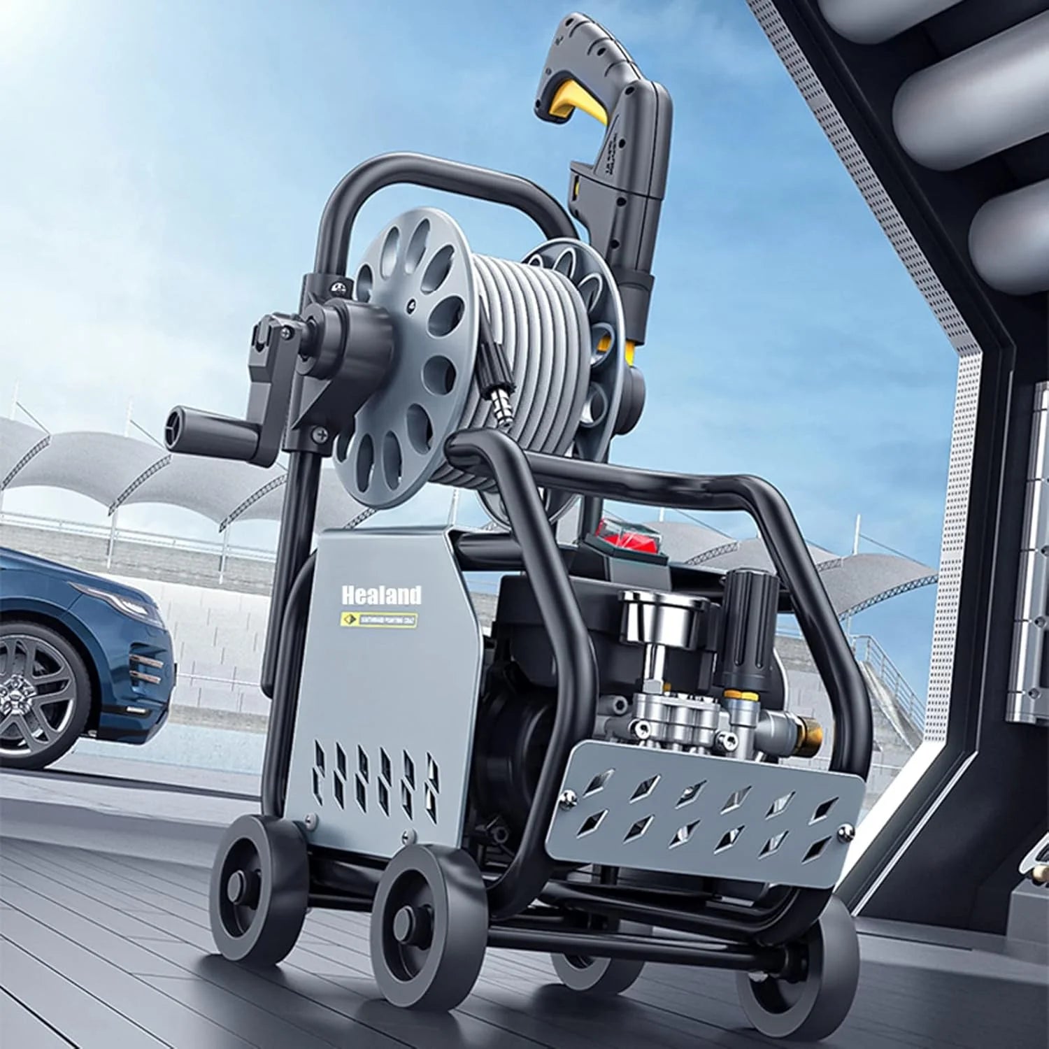 Myjka ciśnieniowa do użytku domowego, rolka typu 3000 W Push-Pull z pistoletem na wodę i generatorem piany pompy wysokociśnieniowe narzędzia do czyszczenia samochodu, A