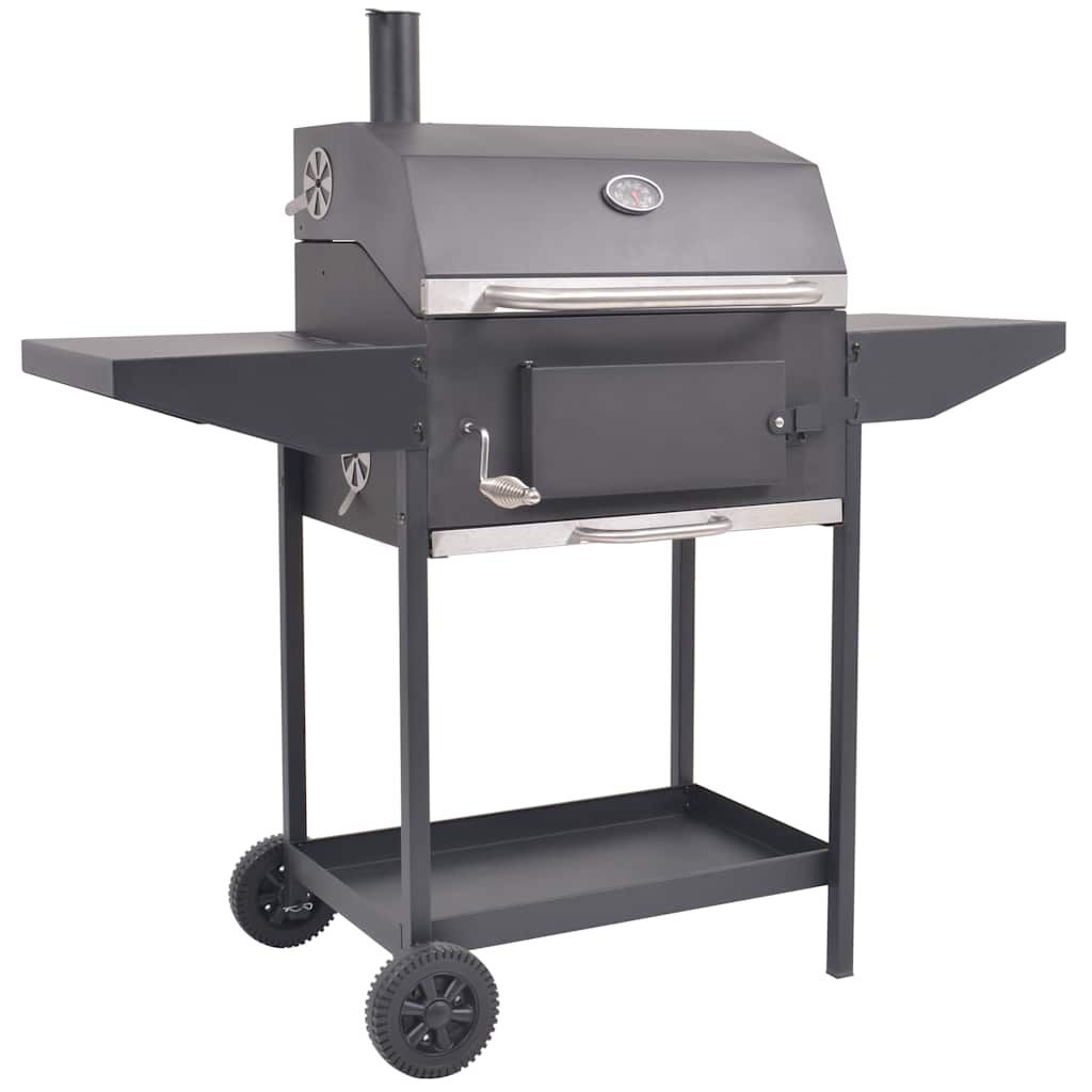 Grill węglowy Vidaxl z dolną półką, czarny