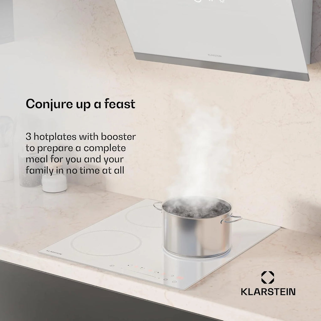 Klarstein Płyta indukcyjna, płyta kuchenna z ceramiki szklanej, 7000 W, płyta indukcyjna z 4 płytami, płyta indukcyjna do zabudowy z ekranem dotykowym i timerem, nowoczesne płyty grzewcze z