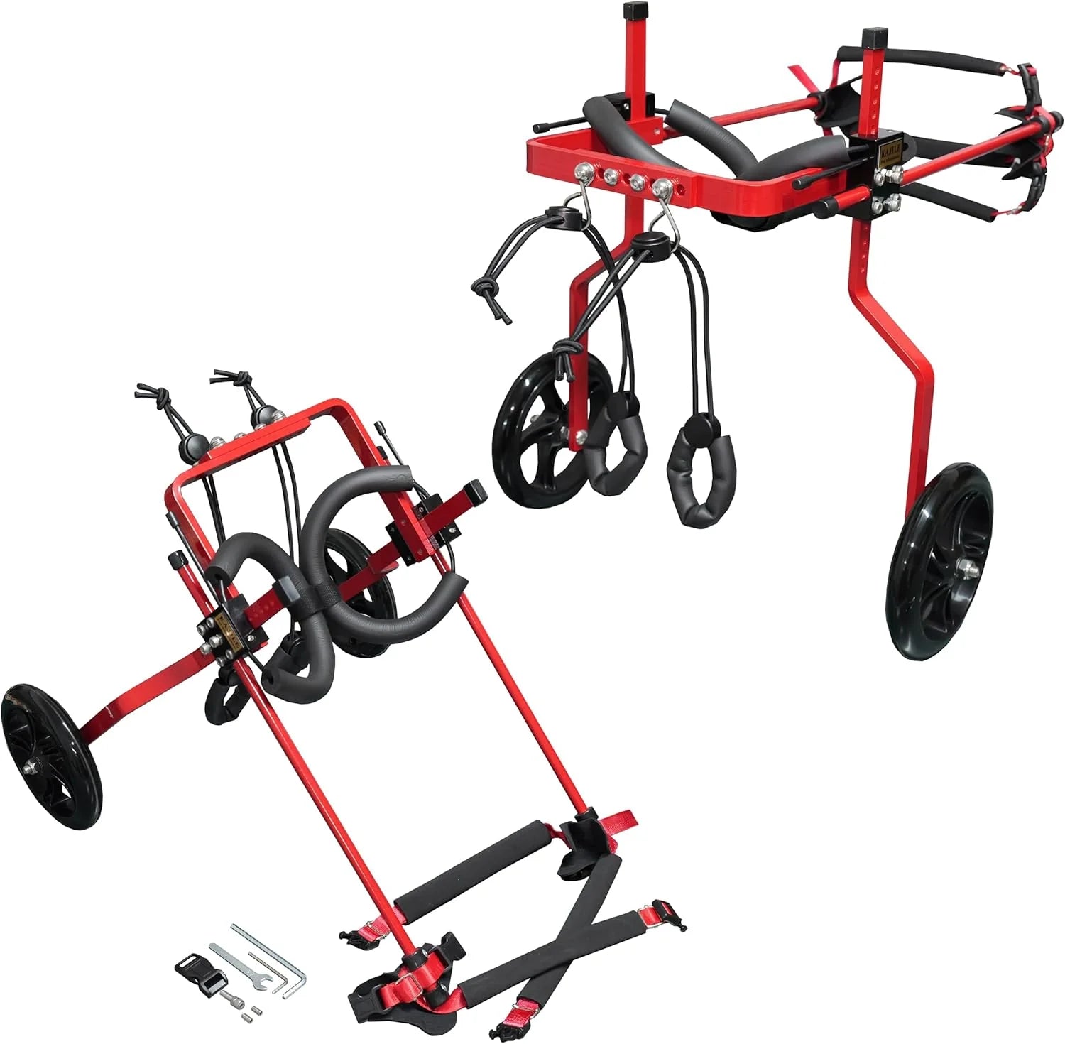 Regulowany Psa Wózek Inwalidzki,Wózek Zwierząt,Trening Rehabilitacyjny Psów Niepełnosprawnych Słabych Tylnych,Pasować Wysokości Zwierzęcia 55-70cm,Szerokość 24-32cm,Długość 35-45cm,XXL-2