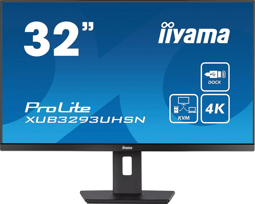 iiyama Prolite XUB3293UHSN-B5 80 cm 31,5 IPS LED monitor 4K UHD HDMI DP USB3.0 USB-C 65 W LAN przełącznik KVM Slim-Line regulacja wysokości, czarny