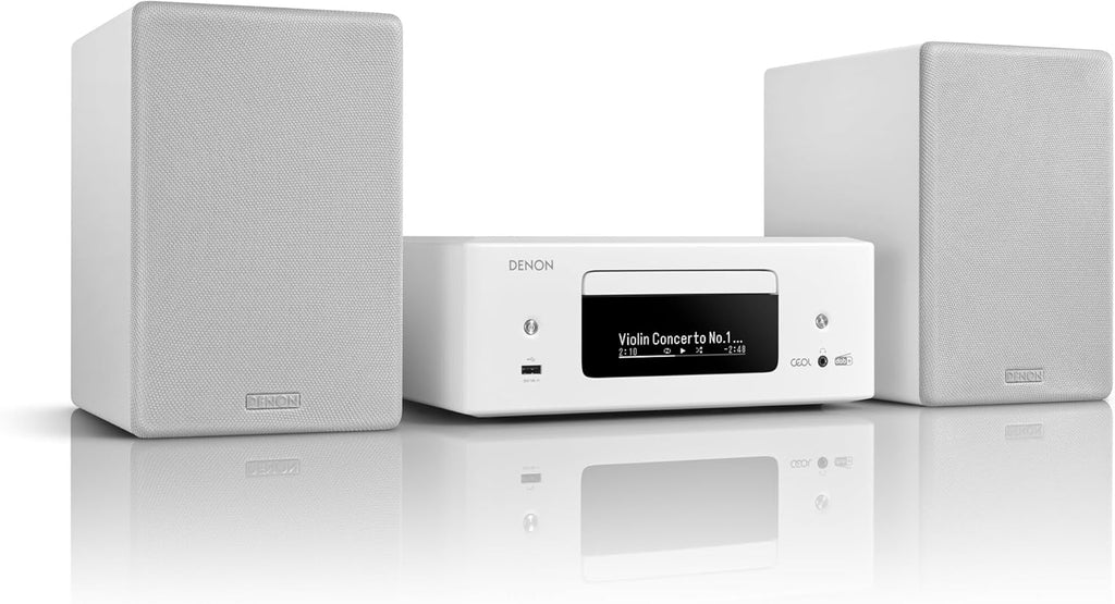 Denon CEOL N-12DAB kompaktowy zestaw, wzmacniacz HiFi z głośnikami, odtwarzacz CD, strumieniowe przesyłanie muzyki, HEOS Multiroom, Bluetooth, WLAN, AirPlay 2, kompatybilny z Alexą, 2 wejścia