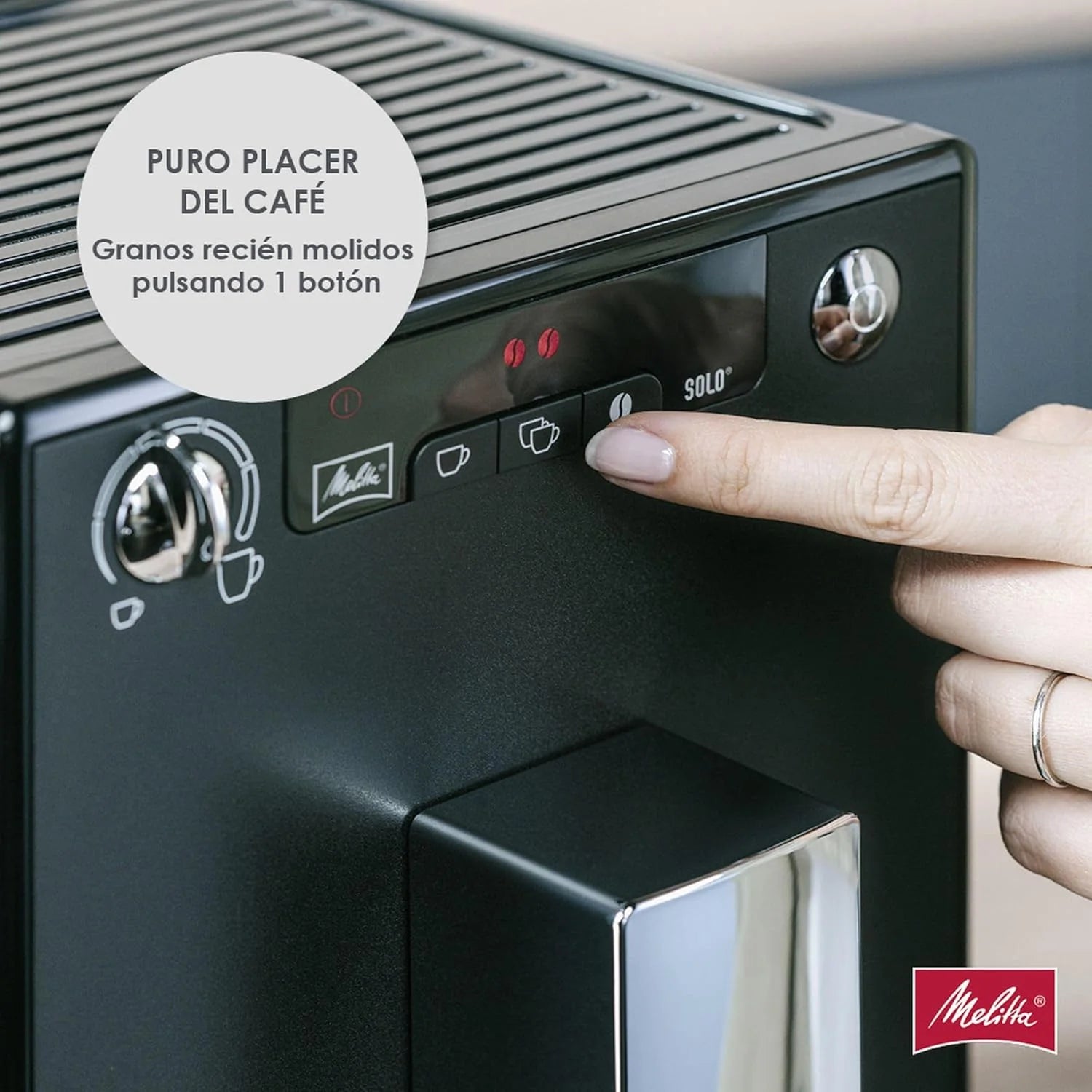 Melitta E 950-222 Caffeo Solo Automatyczny Ekspres do Kawy, 1400 W, 1,2 Litra, Czarny/Srebrny