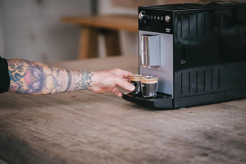 Melitta Purista - w pełni automatyczny ekspres do kawy z ulubioną funkcją kawy, z młynkiem i 3-stopniową regulacją mocy kawy, do kawy i espresso, czarny