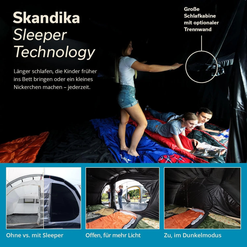 Skandika Egersund namiot tunelowy dla 3/5/7 osób, rodzinny namiot kempingowy z technologią spania, szyta mata podłogowa, wysokość 2 m, na zewnątrz, na zewnątrz